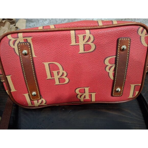 Dooney & Bourke Monogram Red Leather Medium Domed Satchel Handbag/Pre-owned-Grea - Picture 3 of 8